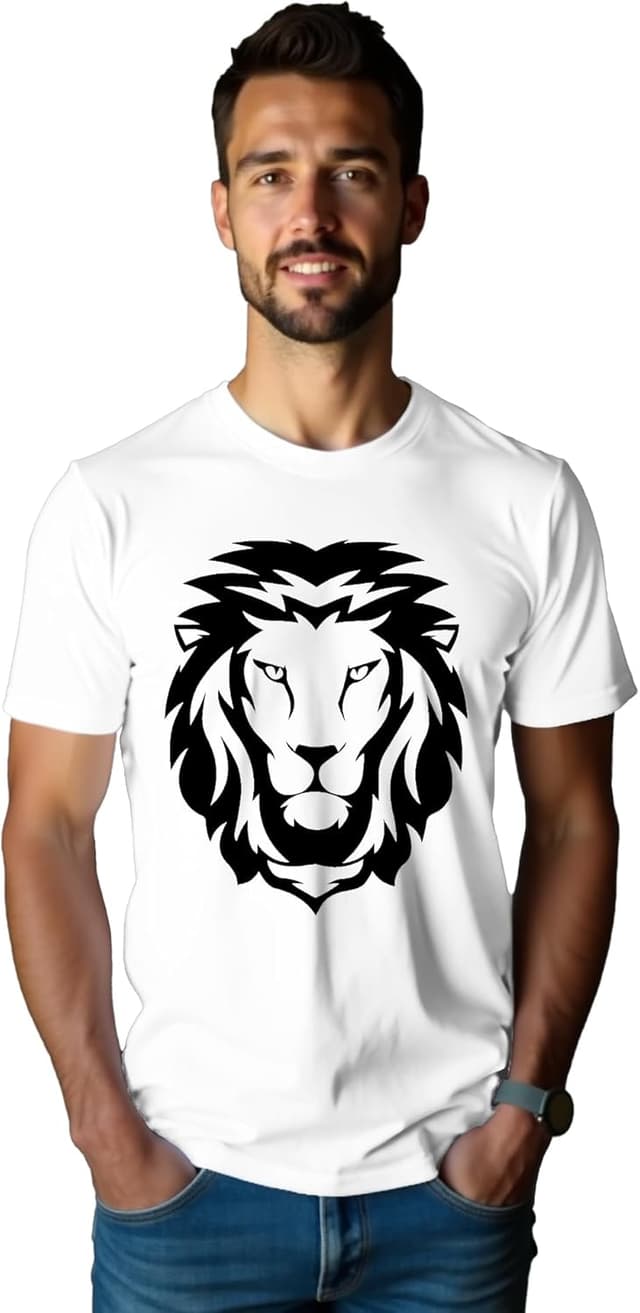 Detalle 2 de Qskall men’s Lion Face Africa lions print T-shirt