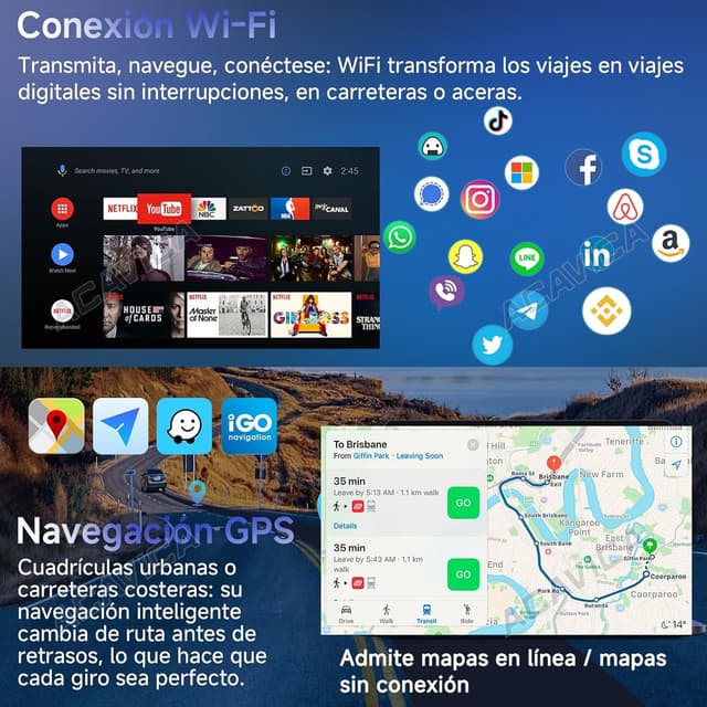 Detalle de ACAVICA Autoradio 2 DIN da 9" Android 14 con Wireless CarPlay/Android Auto e comandi volante (per VW/Skoda/Seat)