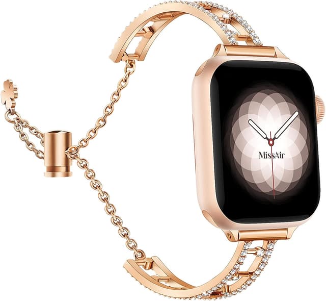 Detalle de Missair diamond-ladder metal strap for Apple Watch (38mm–49mm) compatible with SE & Series 11–3