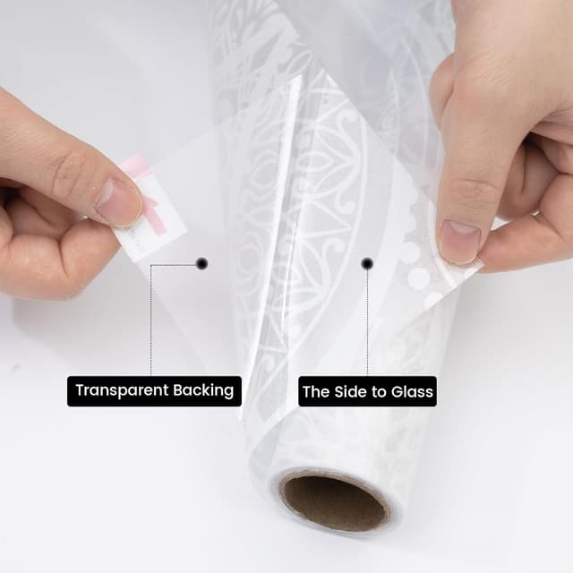 Detalle de dktie Window Film Vinyl Non Adhesive Privacy Film (Stained Glass) for Bathroom & Shower Door, 90x200cm, White