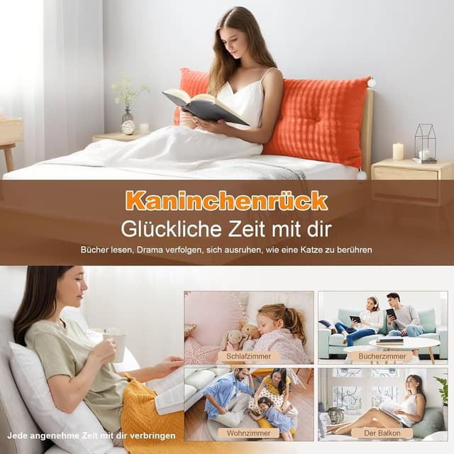 Detalle de Shuyeon Rückenkissen & Keilkissen für Bett und Sofa mit abnehmbarem Bezug und Seitenfach