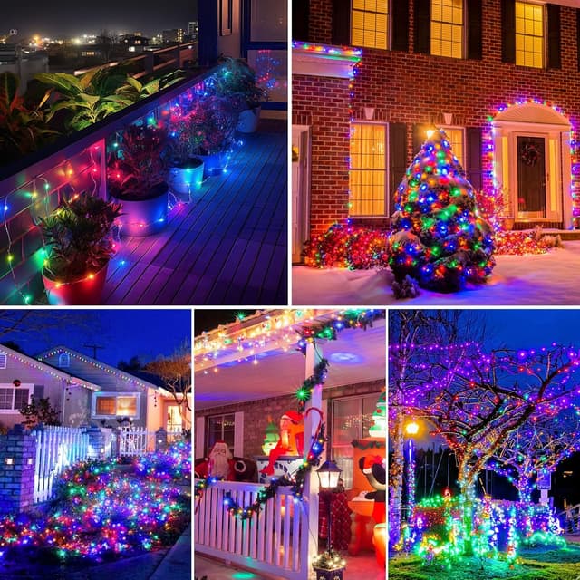 Detalle de FIFlying Solar-Lichterkette für außen, 2×16 m mit 160 warmweißen LEDs und 8 Modi (IP65)