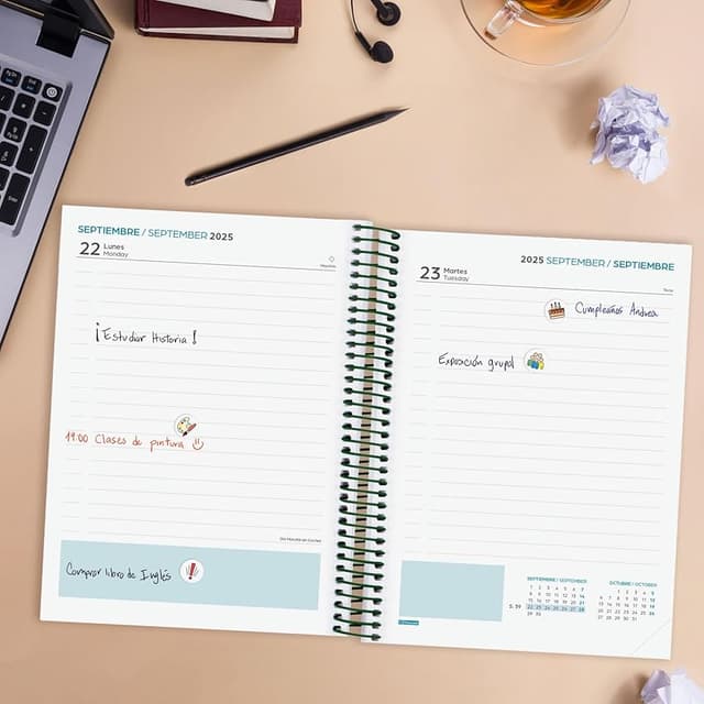 Detalle de Finocam Agenda Secundaria 1 día/página 2025–2026