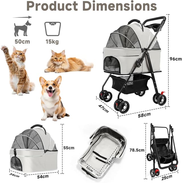 Detalle 2 de AODI Pet Stroller for Small Dogs and Cats