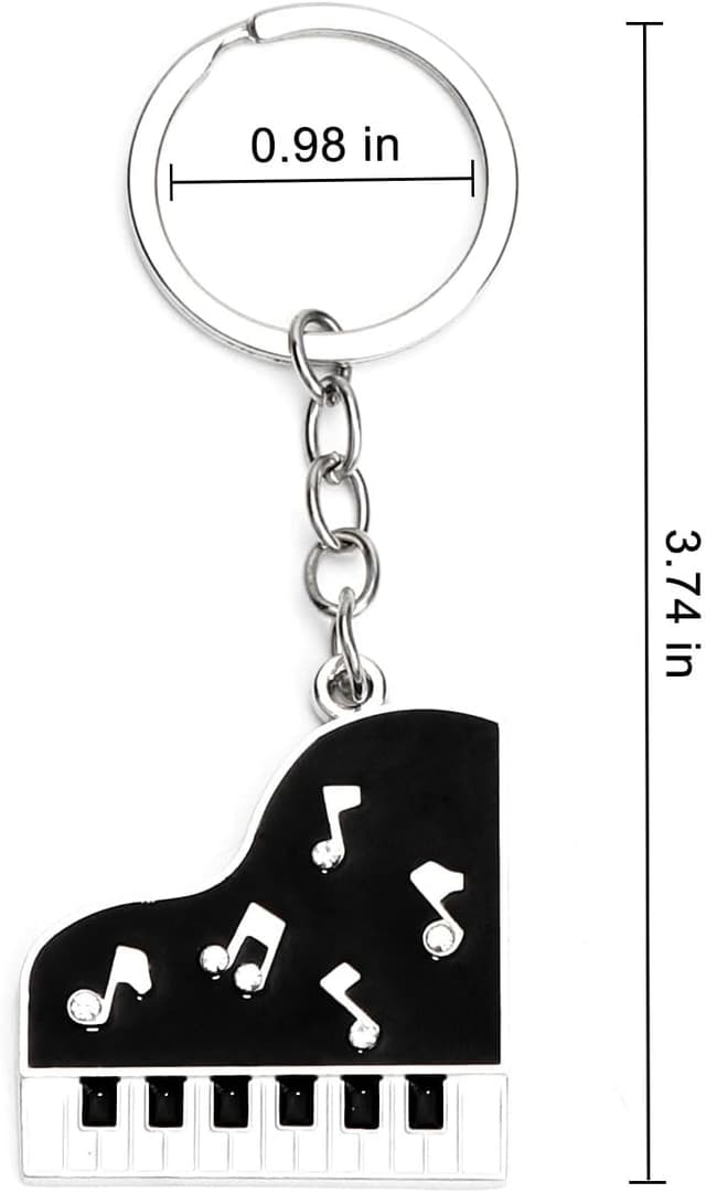 Detalle 2 de TranBath eleganter Schlüsselanhänger aus Edelstahl mit Mini-Klavier-Design