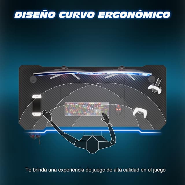 Detalle 2 de TRIUMPHKEY Mesa Gaming Z 80x52cm con Gancho para Auriculares 🖥