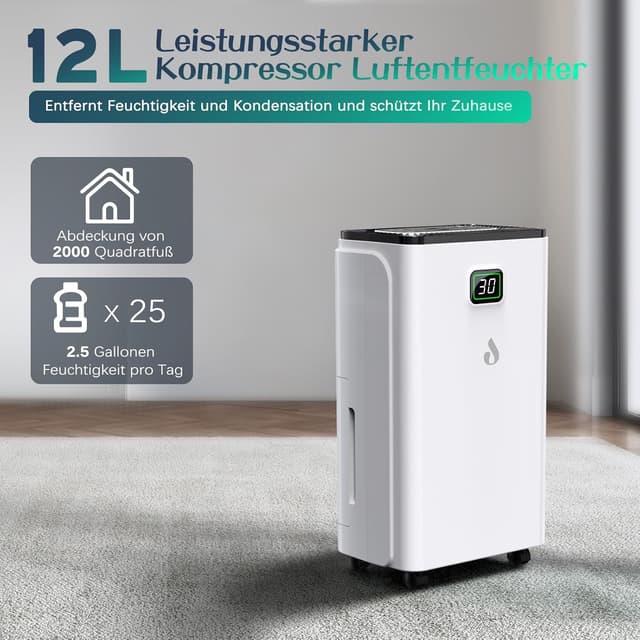 Detalle 2 de Luftentfeuchter 12 L/Tag mit Digitalanzeige
