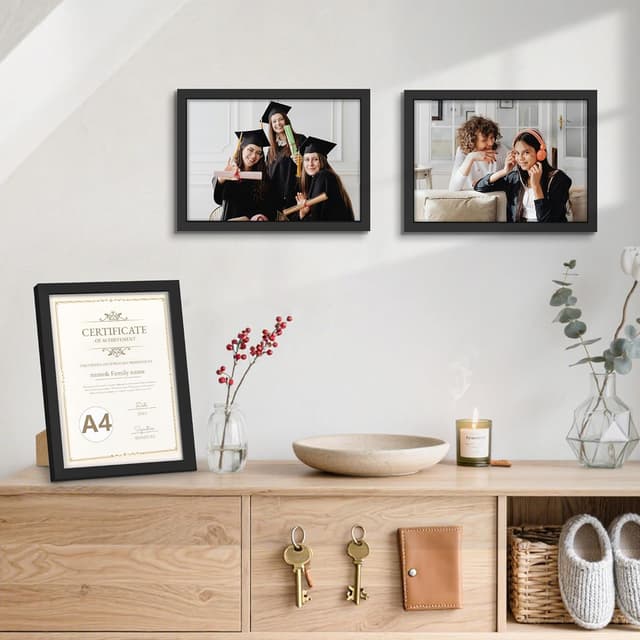 Detalle de QPQIYIY Bilderrahmen A4 (21 x 29,7 cm), 3er-Set, Schwarz