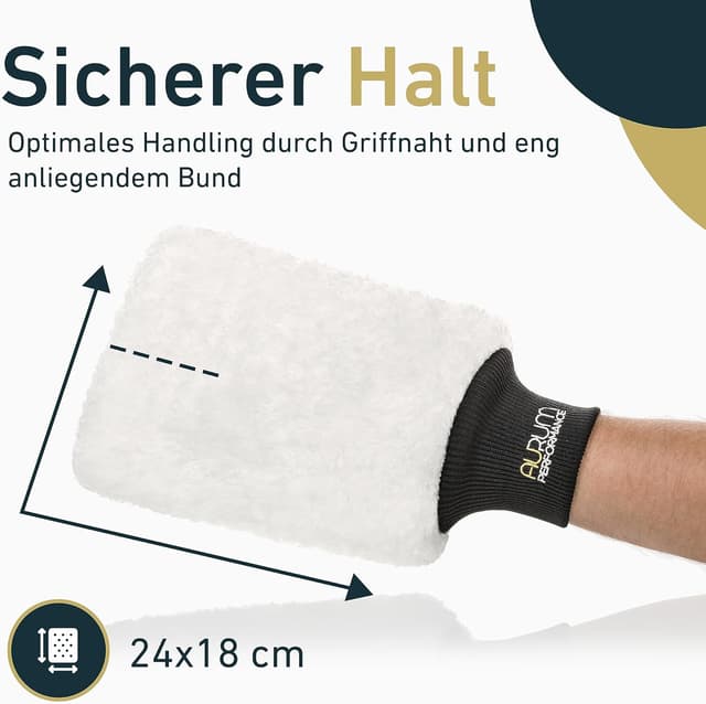 Detalle de Aurum-Performance Profi Autowaschhandschuhe aus Microfaser (2er-Set) – schonende Autopflege per Handwäsche