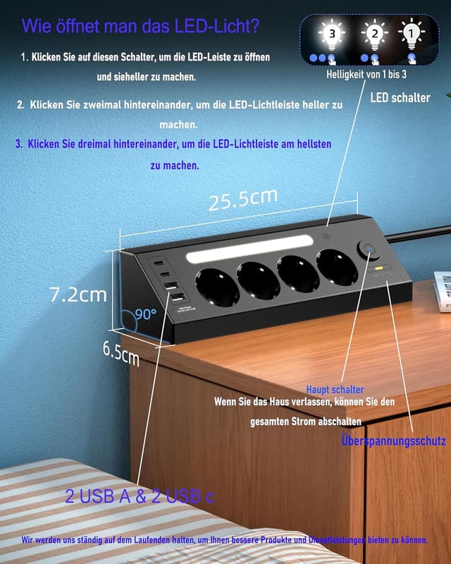 Thumbnail 4 de Ecke Steckdosenleiste 1,8 m Kabel 🔌