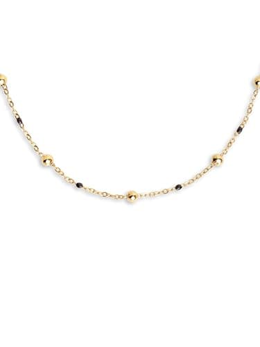 Imagen de SINGULARU - Collar Dots L Black Enamel. Acero con Acabado Baño de Oro de 18Kt. Cadena de Largo Ajustable 40 cm. Joyas para Mujer en OfertitasTOP
