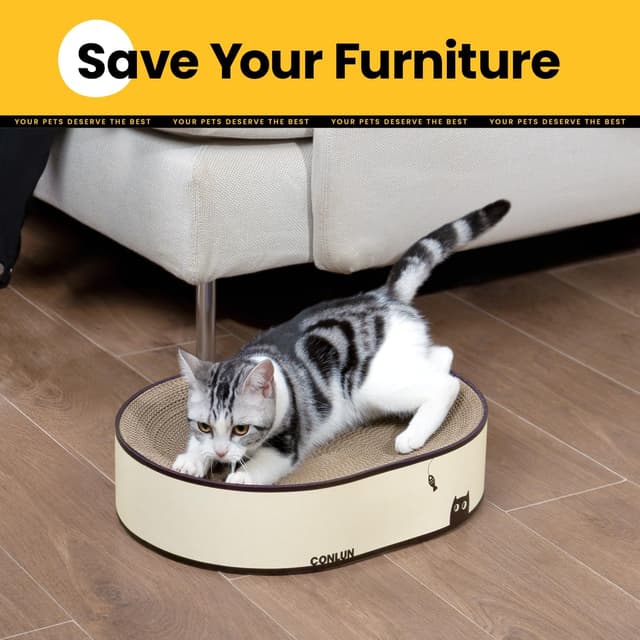 Thumbnail 6 de Conlun Oval Cat Scratching Board – 2-in-1 scratching & lounging bed with sealed base