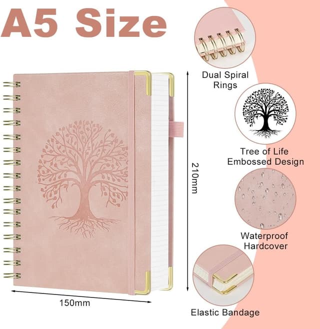 Detalle de AOOSU quaderno a spirale A5 rosa