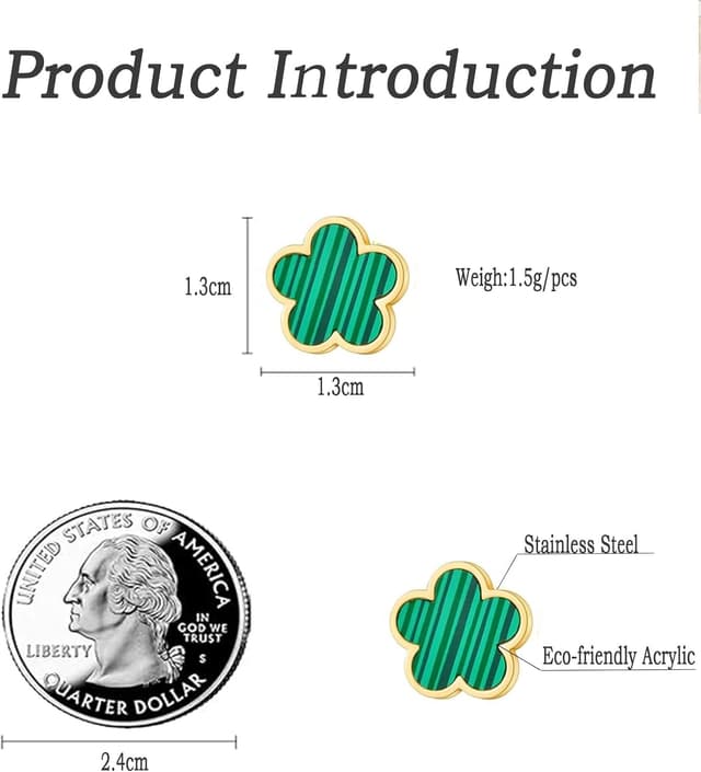 Detalle de T TAKONE Kleeblatt Ohrstecker aus Edelstahl – elegante, hypoallergene Kleeblatt-Pins für Damen & Mädchen