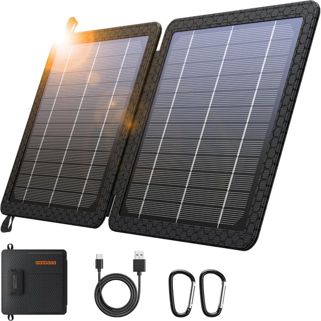 Detalle de GOODaaa 10W Portable Solar Charger (Dual USB) Foldable, Waterproof & Shockproof
