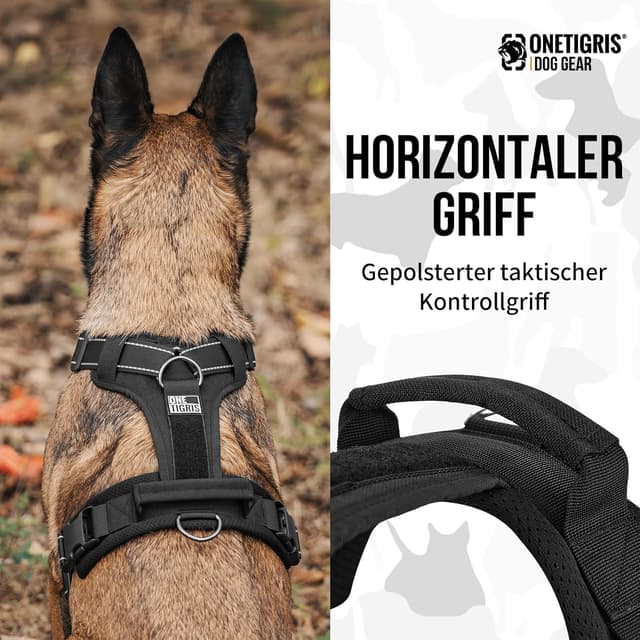 Thumbnail 6 de OneTigris Diesel einstellbares Hundegeschirr mit weicher Polsterung, reflektierend (Schwarz, M)
