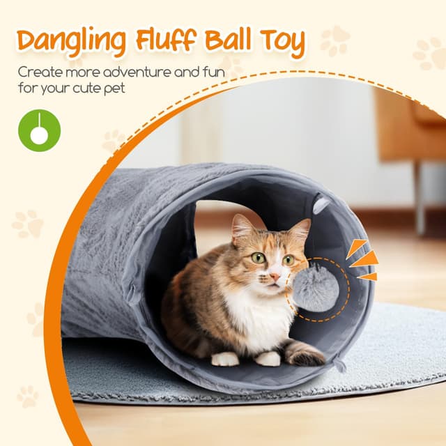 Thumbnail 4 de Nobleza Tunnel per gatti in peluche S con palla, L108ר25 cm 🐱