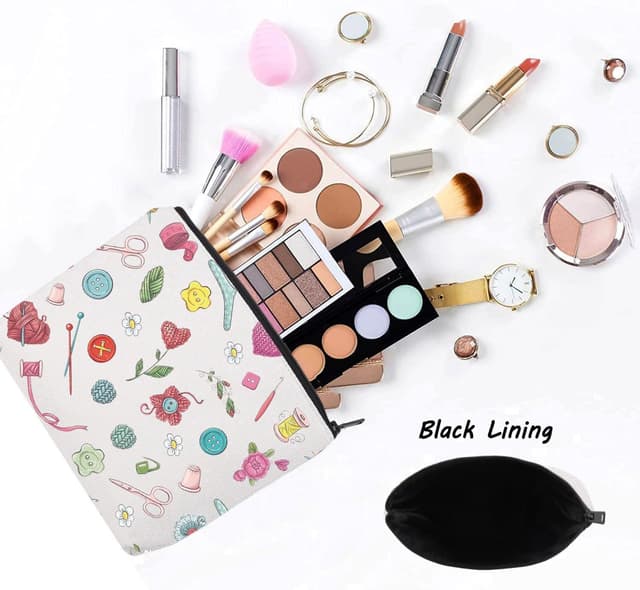 Detalle de LEVLO Knitter Zipper Pouch Bag – Cotton Canvas crochet storage and cosmetic bag