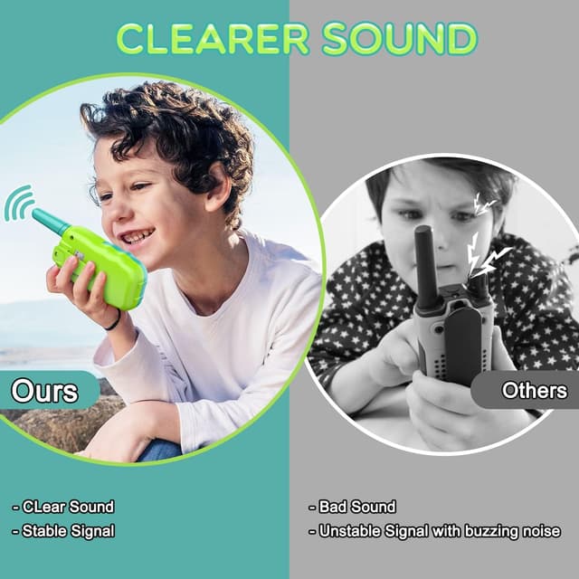 Thumbnail 6 de Kearui Kinder-Walkie-Talkies (3–12 Jahre) mit 8 Kanälen, VOX & Tastensperre – Grün