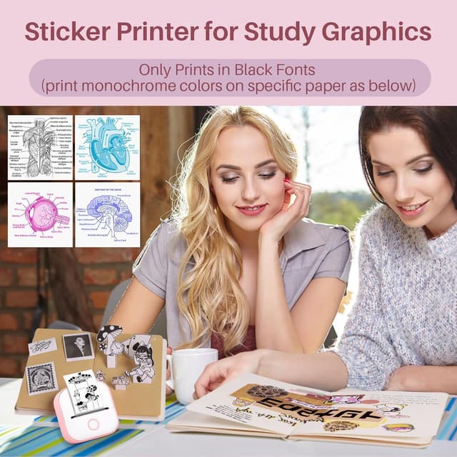 Detalle 2 de Mini Drucker für Smartphone T02 Sticker Drucker (Bluetooth) von Memoking – für Sofortaufkleber, Fotos & Notizen