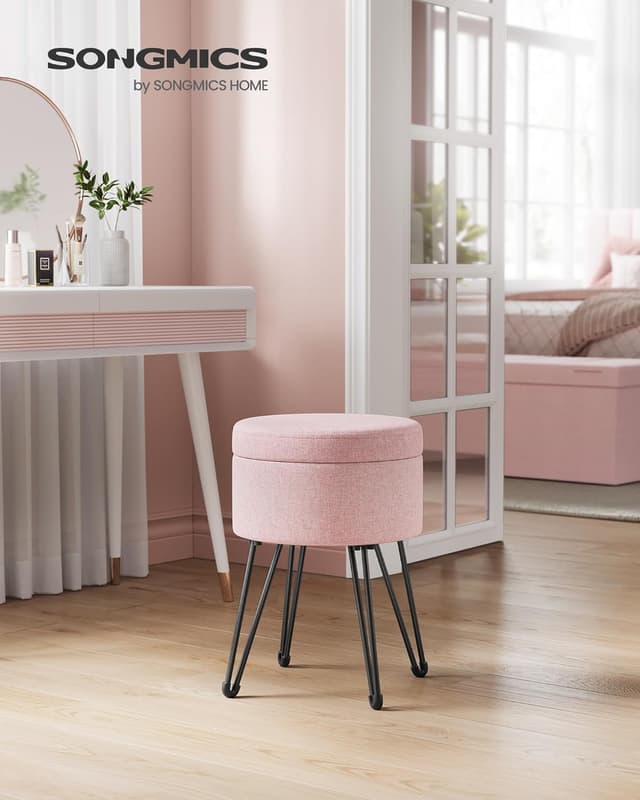 Detalle 2 de SONGMICS LOM002R01 pouf contenitore 9,4 L rosa