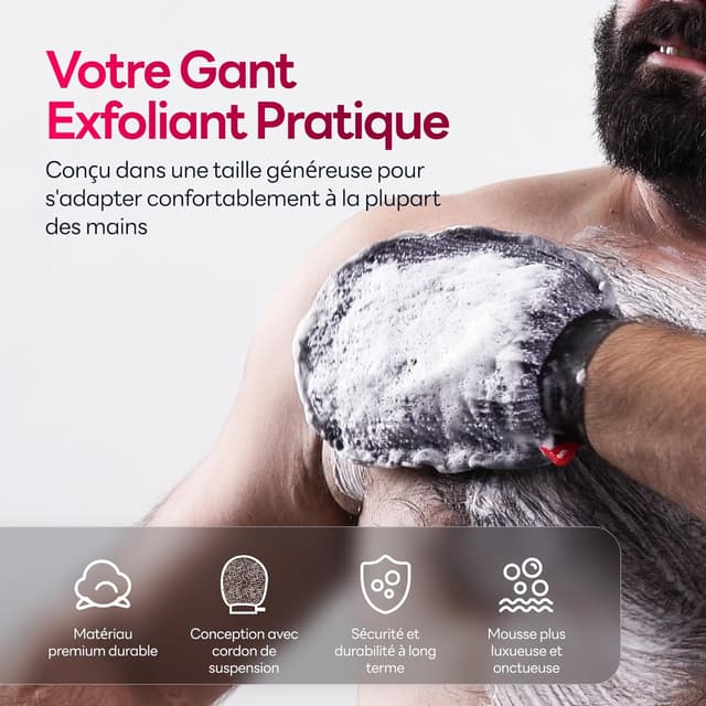 Detalle de Caveem Gant exfoliant coréen (lot de 2) – gommage corps pour une exfoliation en profondeur sous la douche