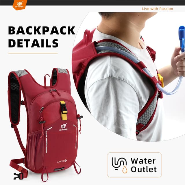 Detalle de SKYSPER Wanderrucksack 15L für Herren – leichter Tagesrucksack für Wandern, Ausflüge und Reisen