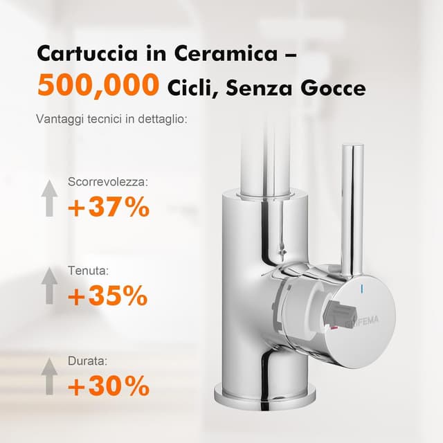 Detalle de GRIFEMA G1002 rubinetto bagno lavabo girevole 360° con attacco acqua calda e fredda