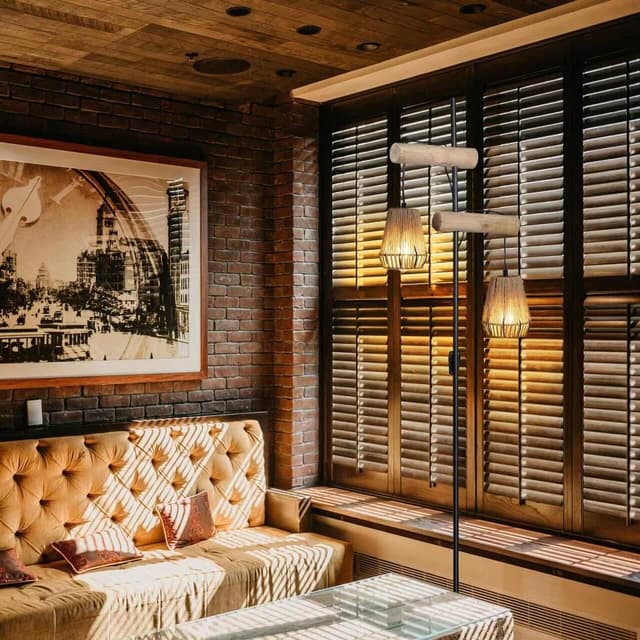 Thumbnail 4 de Osasy Lámpara de pie Boho con ratán 2 pantallas