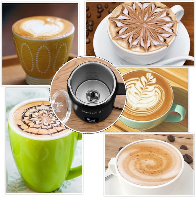 Detalle de BAKAJI montalatte elettrico 4 in 1 da 350 ml: cappuccinatore automatico per cappuccino caldo o freddo