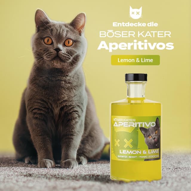 Detalle 2 de BÖSER KATER Lemon & Lime Aperitivo Geschenkset mit 2 Gläsern (0,5 l, 15% Vol.)