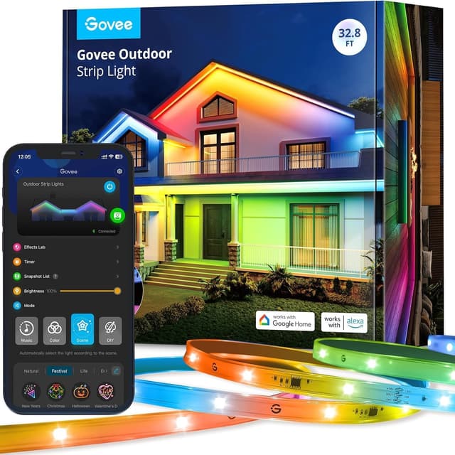 Detalle de Govee Outdoor LED Strip Light 10m RGBIC (IP65) with Music Sync and WiFi Voice Control