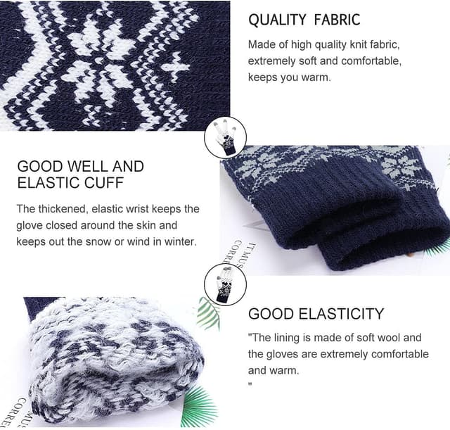 Detalle de KQueenStar Direct Women’s Winter Touchscreen Gloves – soft, warm and fluffy with touchscreen fingers