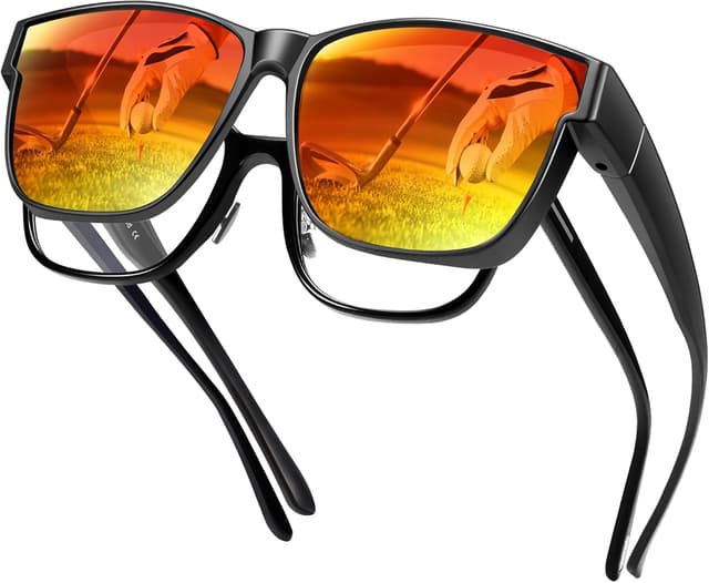 Detalle de URUMQI Überzieh-Sonnenbrille für Brillenträger (UV400, polarisiert) – beige Schildpatt-Optik