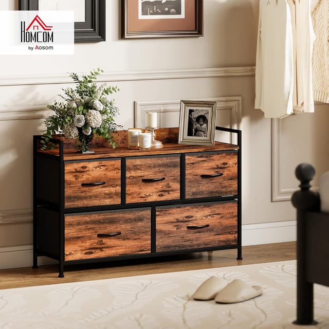 Detalle 2 de HOMCOM Commode 5 tiroirs en Tissu Pliables