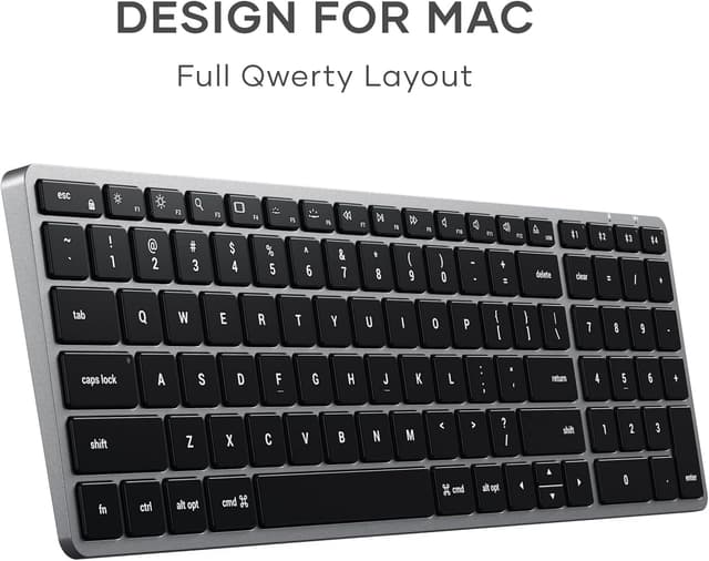 Detalle de Satechi Clavier sans Fil Slim X2 Bluetooth QWERTY US rétroéclairé (gris) avec pavé numérique