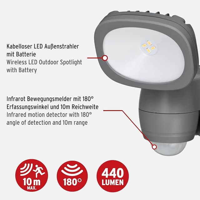 Detalle 2 de Brennenstuhl LUFOS 400: Foco LED Exterior con Detector 🔦