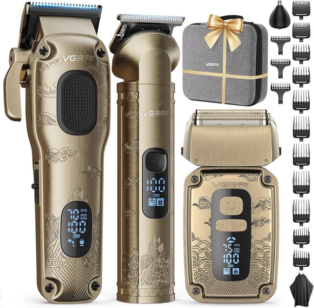 Detalle de Vgrpro Hair Clippers & Trimmers Set for Men with Waterproof Foil Shaver, Cordless, 4-Speed LED Display