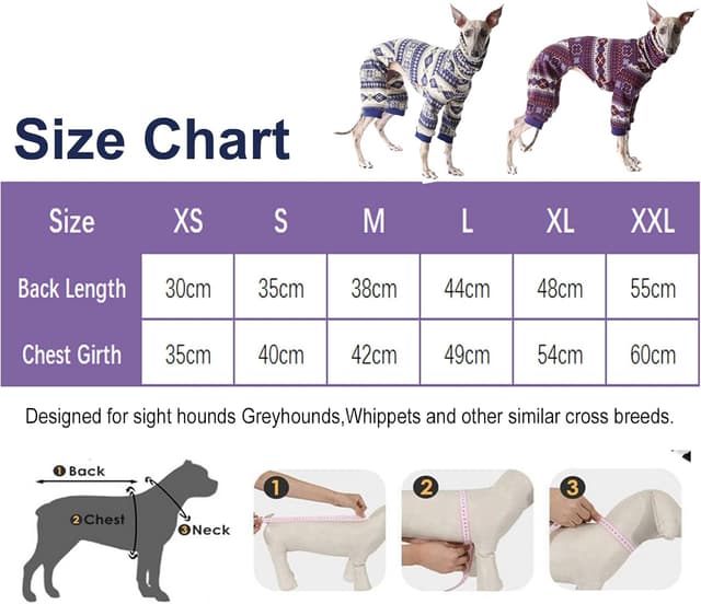 Detalle de Winter Dog Pajamas Fleece Jumper for Italian Greyhound & Whippet – Purple, L