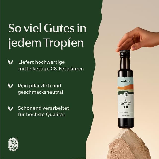 Detalle 2 de nedura BIO MCT-Öl C8 60% für Keto, 500 ml