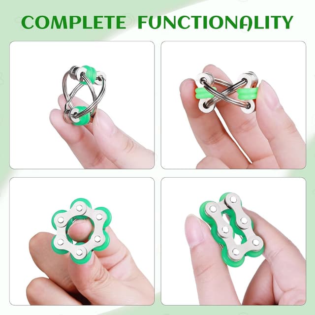 Detalle de ZQFTZQ 8-Piece Hand Fidget Toy Variety Pack (Bike Chain, Mesh & Marble, Spiky Rings)