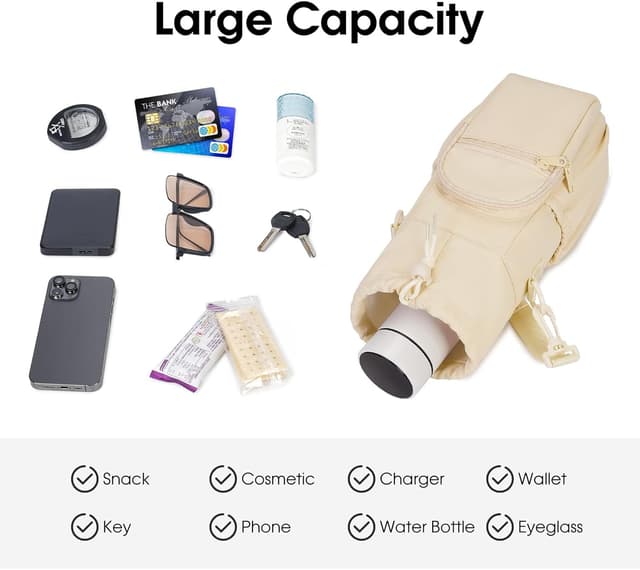 Thumbnail 6 de Sportsnew insulated water bottle carrier sling bag with phone pocket, 1L capacity, pure beige