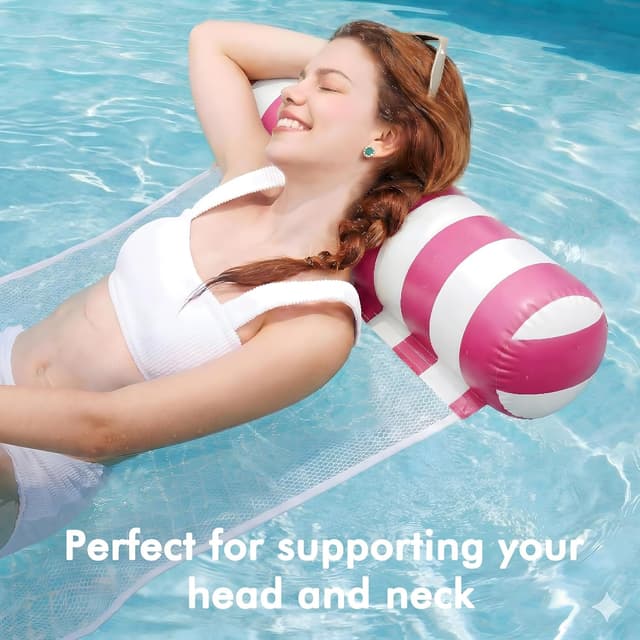 Detalle de OKSUWATER 4-Pack Inflatable Pool Floats (4-in-1 Water Hammock) with Headrest & Footrest