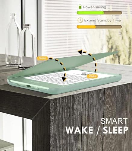 Thumbnail 5 de MoKo Funda Compatible con 6" Nuevo Kindle(11ª Generación 2024/2022), Carcasa Ligera Cubierta con Auto Activación/Reposo para Kindle 2024/2022 11ª Generación e-Reader, Agave Verde