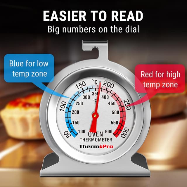 Detalle de ThermoPro oven thermometer with stainless steel dial and tempered glass (inside oven temperature gauge)