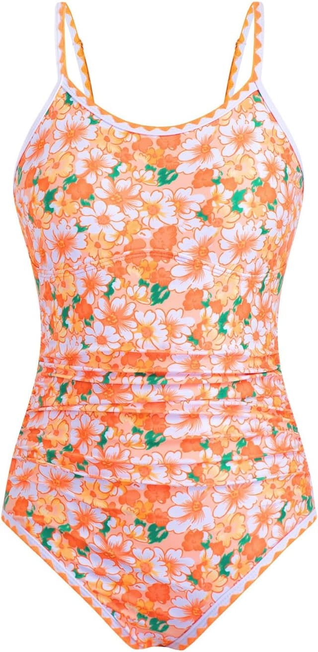 Detalle 1 de XiaoMoSha girls one-piece swimming costume (age 6–16) with adjustable straps and removable bust padding