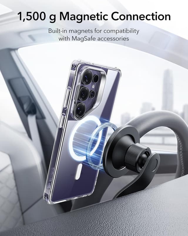 Detalle de ESR for Samsung Galaxy S26 Ultra Phone Case with Stash Stand (MagSafe compatible) – Clear, Military-grade drop protection