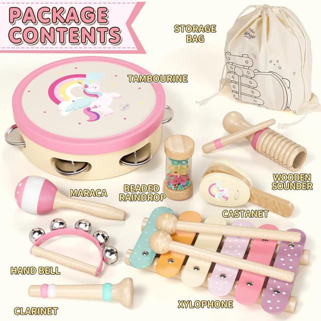 Thumbnail 6 de Lehoo Castle Kids toddler wooden musical instruments set (18M+) – xylophone, maraca, tambourine, more