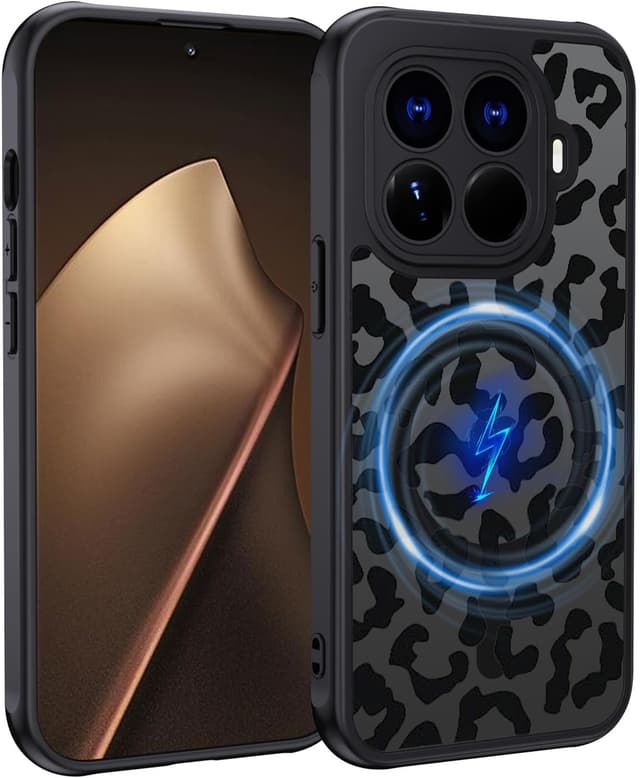 Detalle de Coque Xiaomi 15T Pro 5G magnétique MagSafe XTCASE avec motif léopard translucide noir