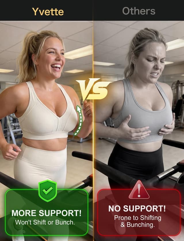 Thumbnail 6 de Yvette High Impact Sports Bras for Women with Fixed Molded Cups and Adjustable Criss Cross Straps